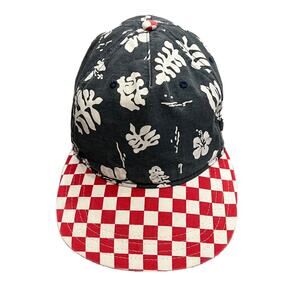 Vans Off the Wall Mens Checkerboard Brim Leaf Print Adjustable Snapback Hat Cap